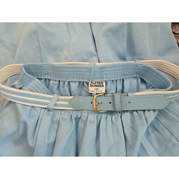 Vintage Alfred Dunner Womens Light Blue Pleated Pants With Belt Size 12 - Picture 6 of 8